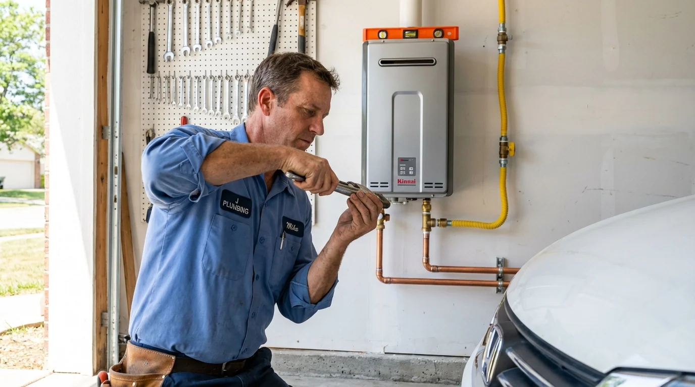 Tankless water heater installation by a Johns Plumbing LLC plumber in Lufkin